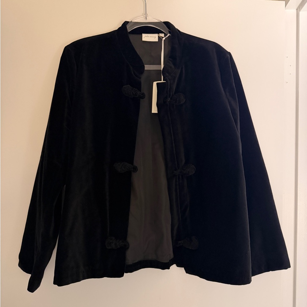 Julia Amory Black Mandarin Velvet Jacket - Picture 2 of 2